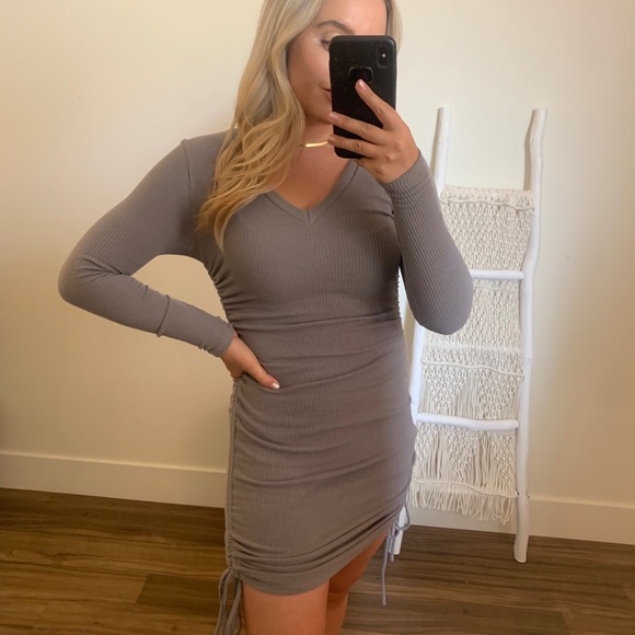 Lace up Dress - Grey - Picture 2 of 4